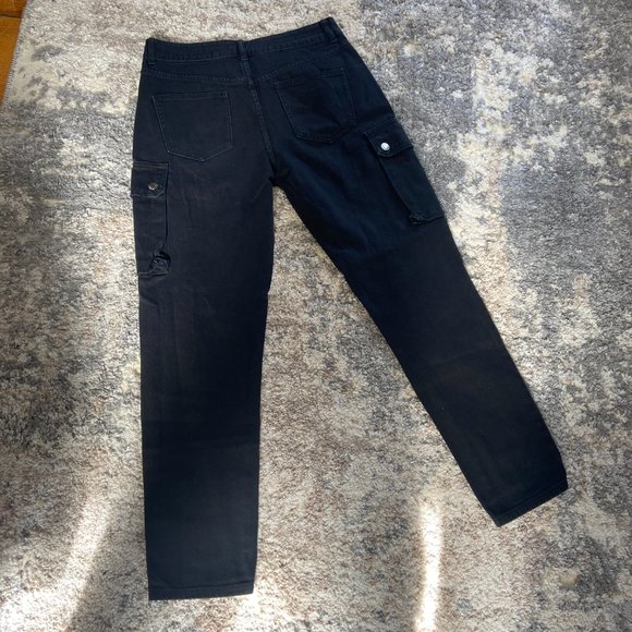 3/$15 Distressed Black Cargo Jeans - Picture 5 of 6